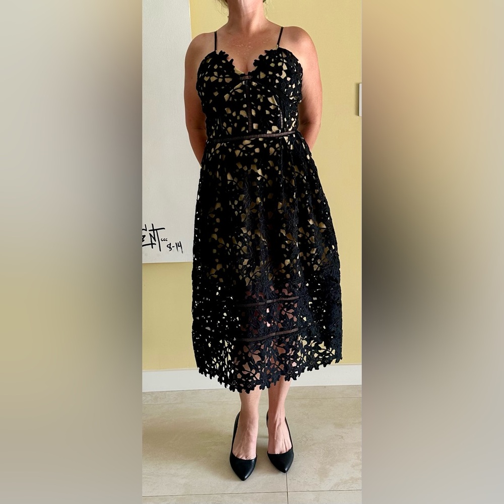 Bronx and Banco Black Lace Overlay Dress